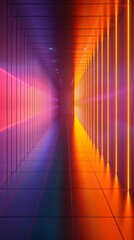 Wall Mural - Neon Lit Corridor: A Futuristic Architectural Design