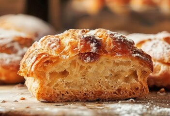 Wall Mural - close up pastry with powdered sugar