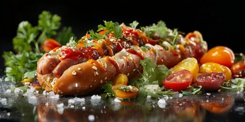 Wall Mural - plate food with tomatoes and other vegetables