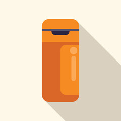 Poster - Orange thermos flask with a modern design, casting a long shadow