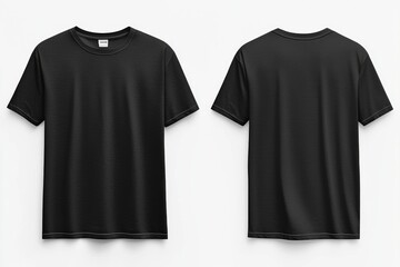 Poster - Black Tshirt Mockup Front and Back Isolated created with Generative AI