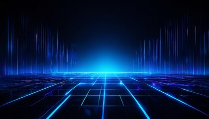 Wall Mural - abstract technology background with glowing lines and neon lights