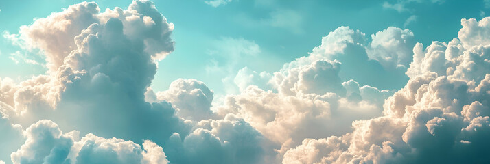 Wall Mural - Beautiful sky with fluffy clouds creating a tranquil atmosphere with ample copy space