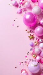 Wall Mural - pink balloons and confections on background