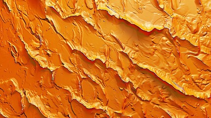 Poster - An abstract texture of orange and white paint, with deep cracks.