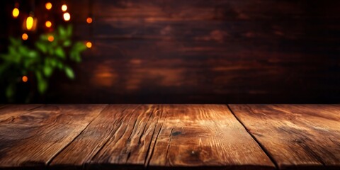 wooden table with blurred background