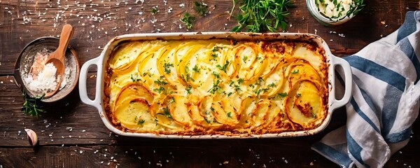 Wall Mural - cassed dish with potatoes and cheese