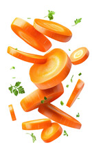 Sliced Carrot Pieces Floating with Herbs