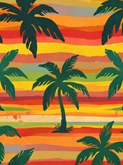 Sticker - Tropical Palm Trees Illustration