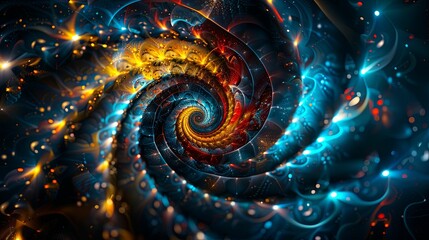 Wall Mural - Abstract Spiral of Intertwined Colors and Lights