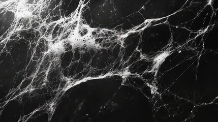 Spider web covered with morning dew on black background