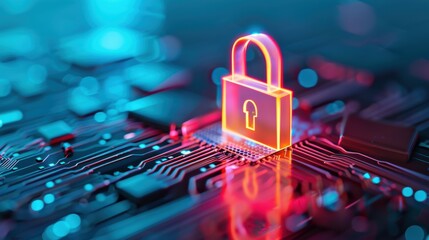 Wall Mural - an illuminated digital firewall symbolizing robust network security defenses against cyber attacks, 