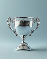 silver award cup. trophy for first place victory in sports celebration