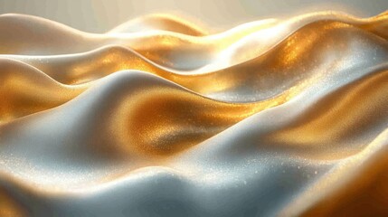 Canvas Print - Abstract Gold and White Fabric Texture