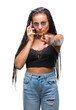 © Krakenimages.com - Young braided hair african american with birth mark talking on smartphone over isolated background pointing with finger to the camera and to you, hand sign, positive and confident gesture