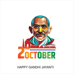 Wall Mural - Gandhi Jayanti is an event celebrated in India to mark the birth anniversary of Mahatma Gandhi, vector design 