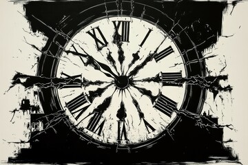 Canvas Print - Fractured Time, Pendulum clock