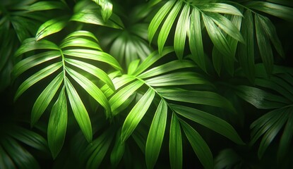 Poster - Lush Tropical Foliage with Sunlight