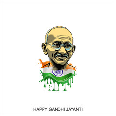 Wall Mural - Gandhi Jayanti is an event celebrated in India to mark the birth anniversary of Mahatma Gandhi, vector design 