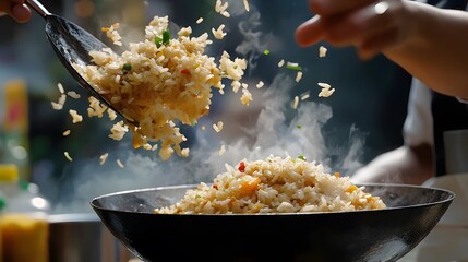 Wall Mural - Delicious Stir-fried Rice Cooking