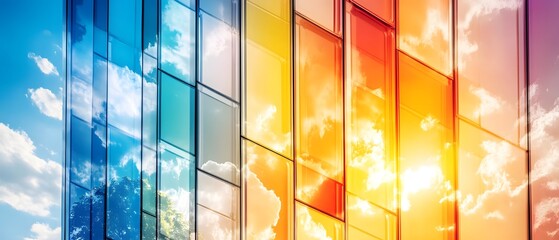 Wall Mural - Abstract Modern Architecture with Colorful Glass Panels.