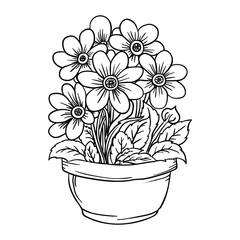 Wall Mural - Hand Drawing style of flower vase vector. It is suitable for flowers or plants icon, sign or symbol.