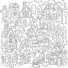 pattern with houses