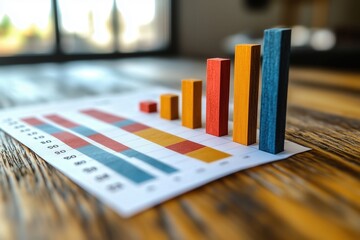 Wall Mural - business plan presentation with a bar graph showing projected revenue growth, copy space for stock p