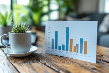 Wall Mural - business plan presentation with a bar graph showing projected revenue growth, copy space for stock p