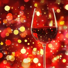 Wall Mural - New Years Eve Eps. Bright Holiday Bokeh Background with Red Wine Colours and Shining Stars