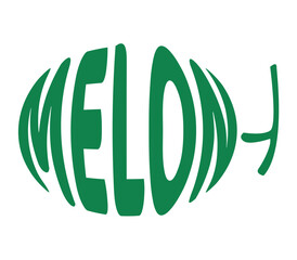 Melon Flat Color Fruit Typography Illustration