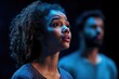 © Serhii - African American Actors Rehearsing on Theater Stage. Young Multiethnic Performers Embracing Emotions in Art and Entertainment