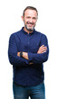 © Krakenimages.com - Middle age hoary senior man over isolated background happy face smiling with crossed arms looking at the camera. Positive person.