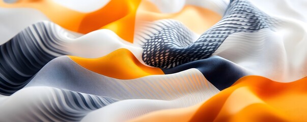 Poster - Abstract Fabric Texture with Orange, White and Blue Colors.