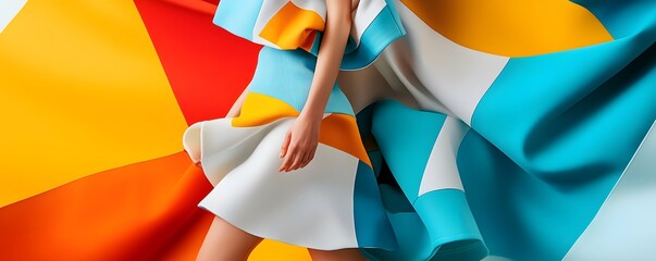 Canvas Print - Abstract Colorful Fashion Design with Geometric Shapes.