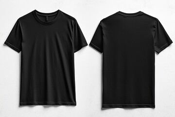 Black Tshirt Mockup Front and Back Isolated created with Generative AI