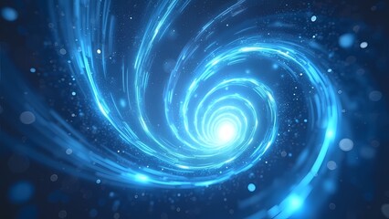 Wall Mural - Radiant Blue Vortex with Glowing Rings and Floating Particles