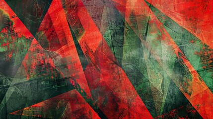 Neo-Expressionism background with geometric red and green shapes and textured surfaces