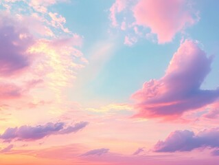 Wall Mural - Pink Sky with Clouds at Sunset