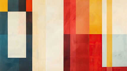 Poster - Bauhaus wallpaper featuring staggered vertical and horizontal lines in primary colors soft gradients