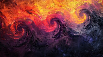 Canvas Print - Fauvist-style backdrop with intense colors swirling patterns textured overlays and smooth gradient transitions