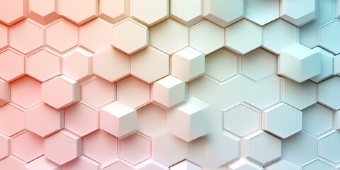 Wall Mural - Abstract geometric pattern with pink and blue hexagons.