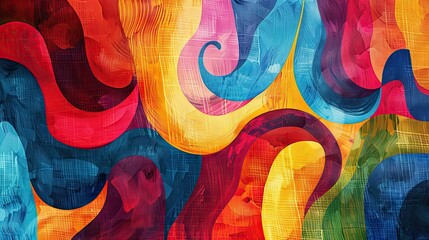 Wall Mural - Bright saturated hues and swirling textures with abstract overlays in Fauvist backdrop