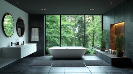 Canvas Print - Modern Bathroom with a View