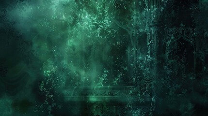 Sticker - Gothic backdrop with intricate lace velvety textures and eerie green light