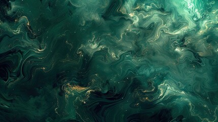 Canvas Print - Mannerism backdrop with swirling emerald and silver textures glowing light highlights