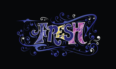 Wall Mural - FRESH word lettering style design