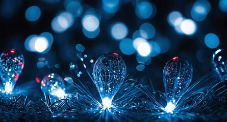 Blue holiday lights mist abstract background