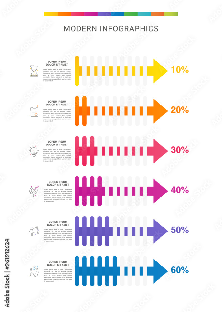 Presentation of modern vector infographic. Business template with 6 ...