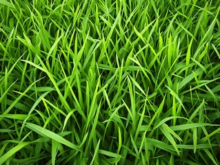 Wall Mural - Close-up of Lush Green Grass Blades